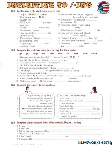 Infinitive to or -ing