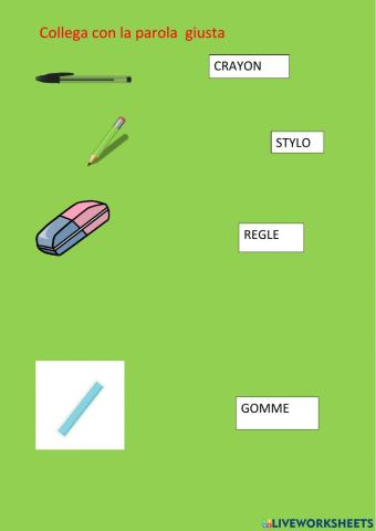 Gli oggetti scolastici