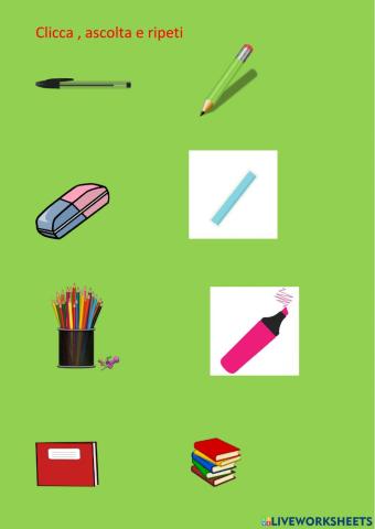 Gli oggetti scolastici