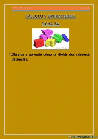 Cálculo y operaciones. Ficha 24.
