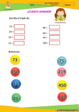 El triple de un numero