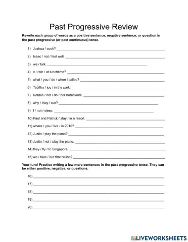 Past Progressive Review