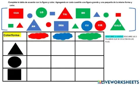 Clasificación de figuras y colores