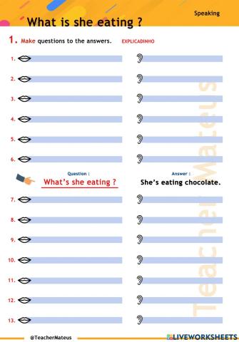 FF 2 - Unit 12 - PRESENT CONTINUOUS - What is she eating ? - SPEAKING