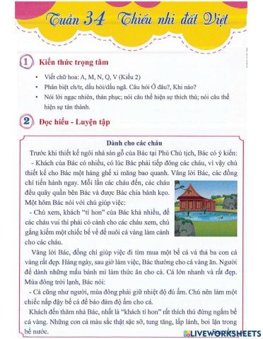 Tiếng Việt 2 - Tuần 34