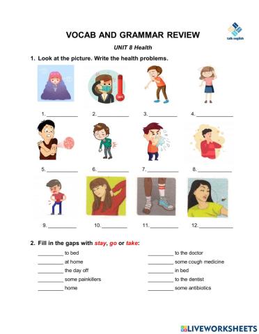 VOCAB AND GRAMMAR REVIEW UNIT 8 Health