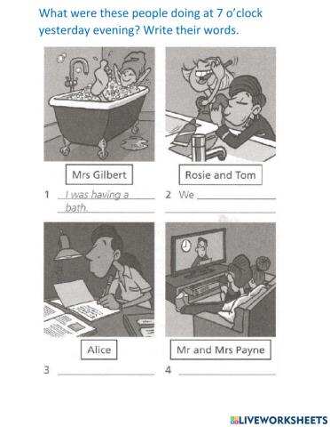 Past Continuous Tense Writing