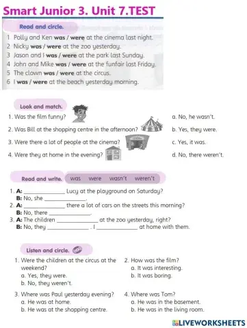 Smart Junior 3. Unit 7. Test