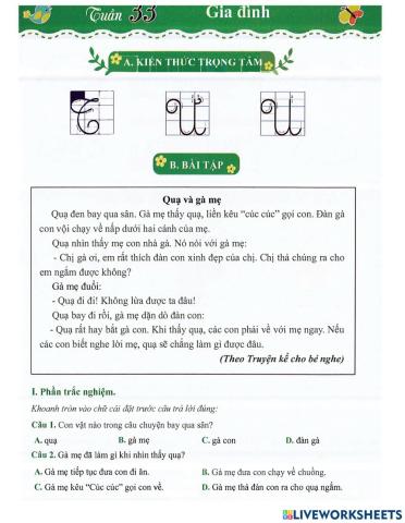 Tiếng Việt 1 - Tuần 33