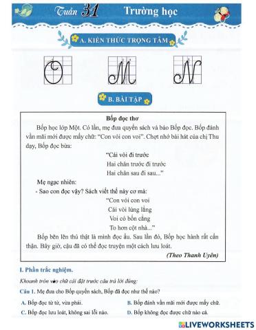 Tiếng Việt 1 - Tuần 31