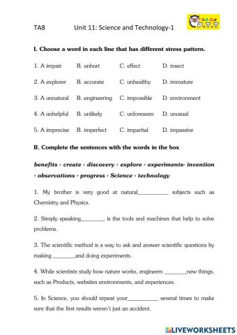 Ta8 unit 11 science and technology