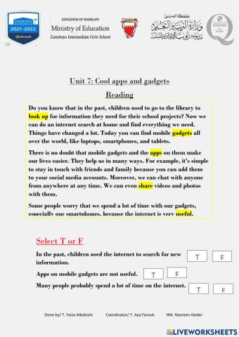 Unit 7 Cool apps and gadgets