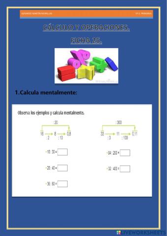 Cálculo y operaciones. Ficha 25.