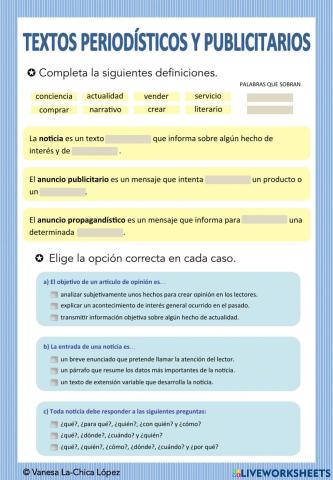Textos periodísticos y textos publicitarios
