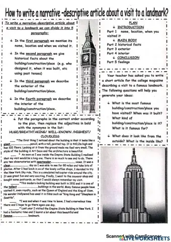 Descriptive paragraph about Landmarks- Writing