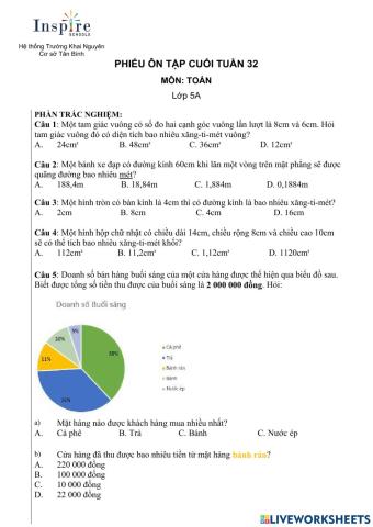Ôn toán 5 tuần 32