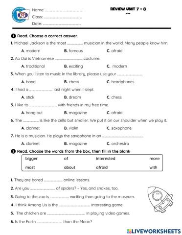 NIK3. Review Unit 7 + 8