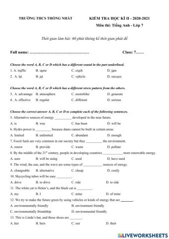 2nd semester test 03 - E7