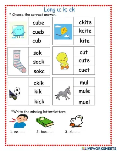 Long u sound - k- ck sounds