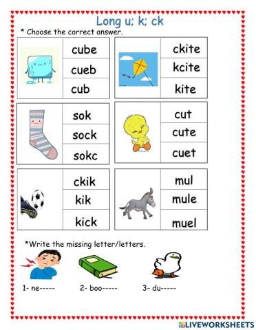 Long u sound - k- ck sounds