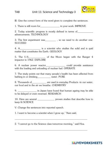 Ta8 unit 11 science and technology