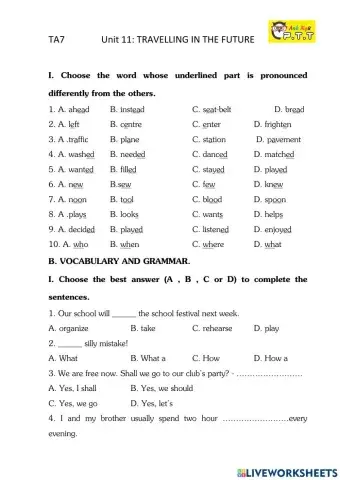 Ta7 unit 11 travelling in the future