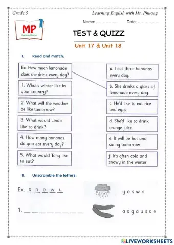 English 5 - Unit 17&18