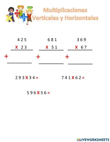Multiplicaciones  Verticales y Horizontales