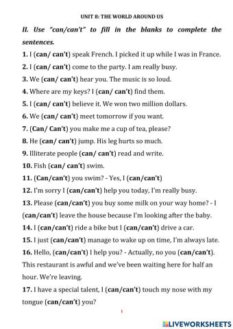 Smart world 6 UNIT 8 CAN CAN'T