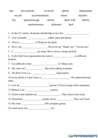 Focus 2 Unit 1 Words