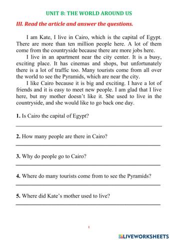 Smart world 6 UNIT 8 READING