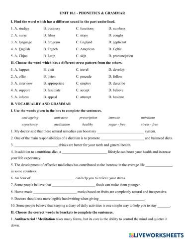 Y11 Unit 10.1 - Phonetics & Grammar
