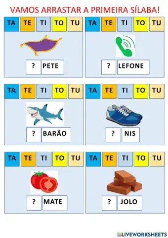 Arrastar sílabas letra t