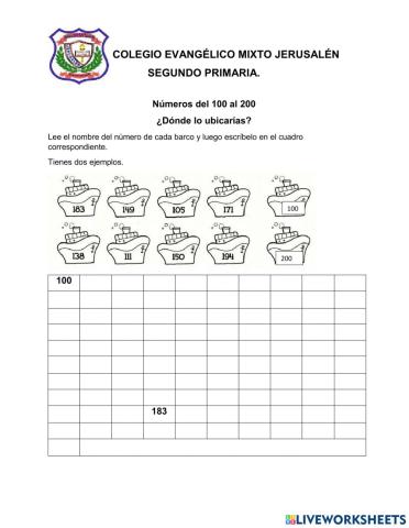 Números del 100 al 200