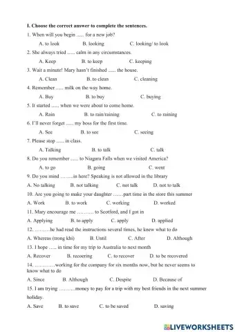 Verb + to - V - Verb + V-ing