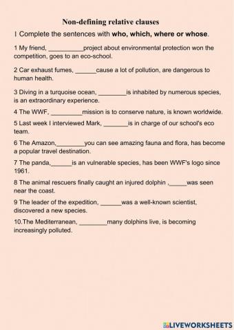 Non-defining relative clause