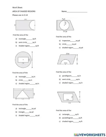 Area of Shaded Regions
