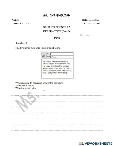 18.04.22-Gold A2, A2+- KET Practice (Part 2)