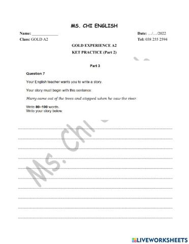 20.04.22-Gold A2, A2+-KET Practice (part 2)