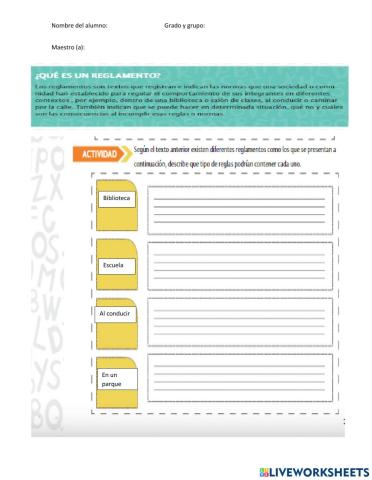 Reglamento ejercicio 1