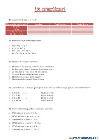 Expresiones algebraicas