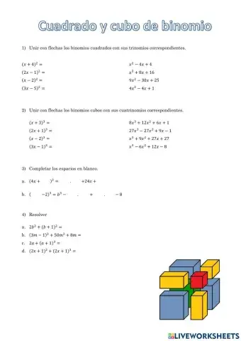 Cuadrado y cubo de binomio