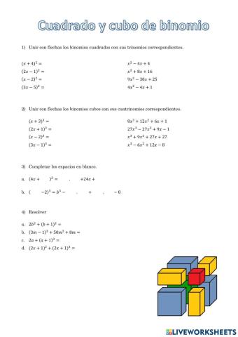 Cuadrado y cubo de binomio