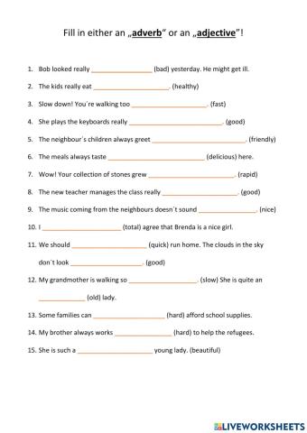 Adverb and adjective