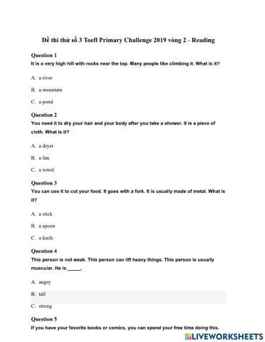 Đề thi thử số 3-Toefl primary-P1