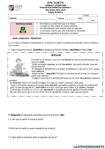 Evalución De Lengua y Literatura