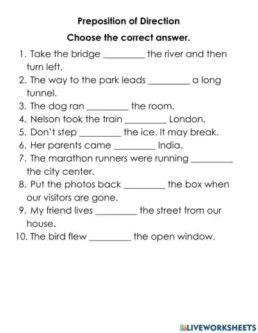 Preposition of direction