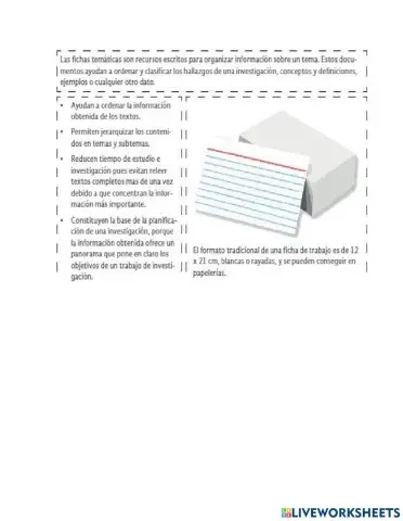 Elaborar fichas temáticas para usar como material de estudio