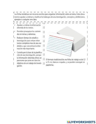 Elaborar fichas temáticas para usar como material de estudio