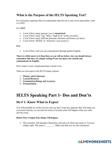 OC2 L11 - IELTS Speaking Dos and Donts